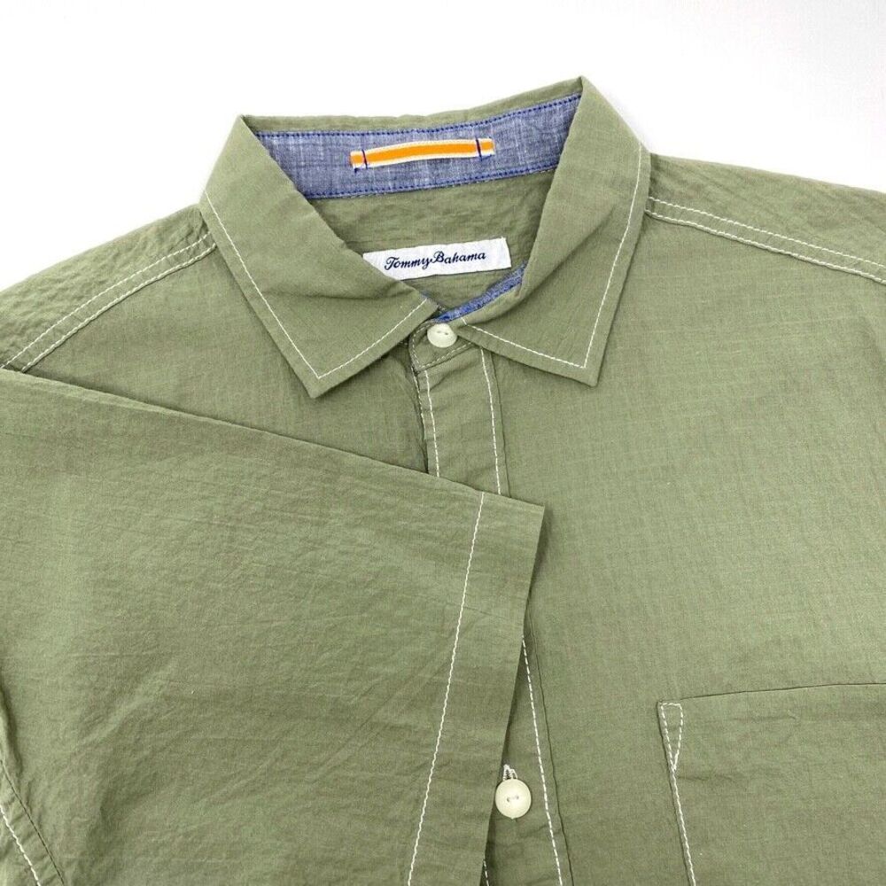 Tommy Bahama Green Subtle Pattern Pocket‎ Lightweight Short Sleeve Shirt Medium